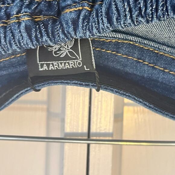 La Armario‎ Denim Strapless Crop Top Size Large - Picture 5 of 6